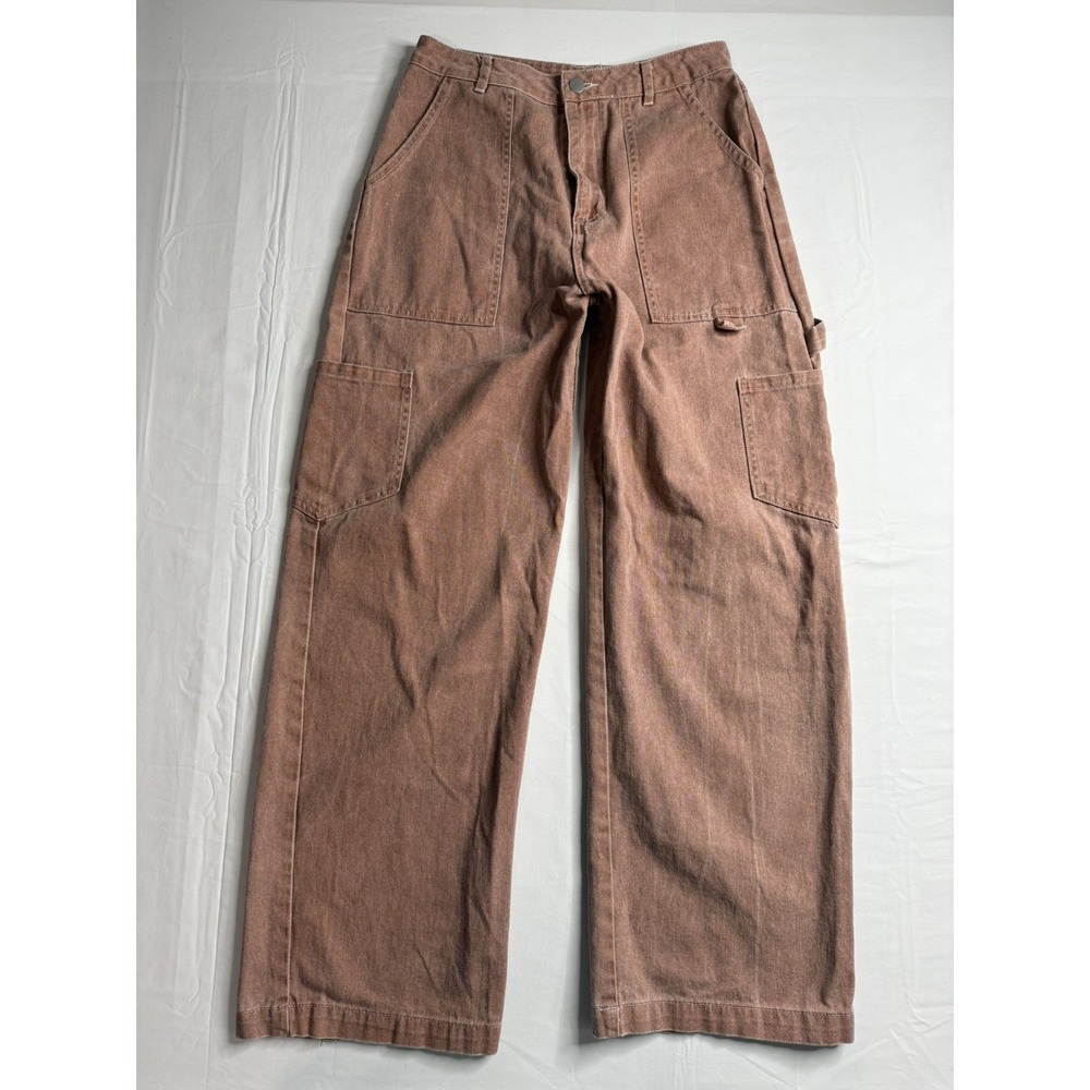 Altar'd State Women's Salmon Light Pink Cargo Pants Size Small Wide Leg Relaxed